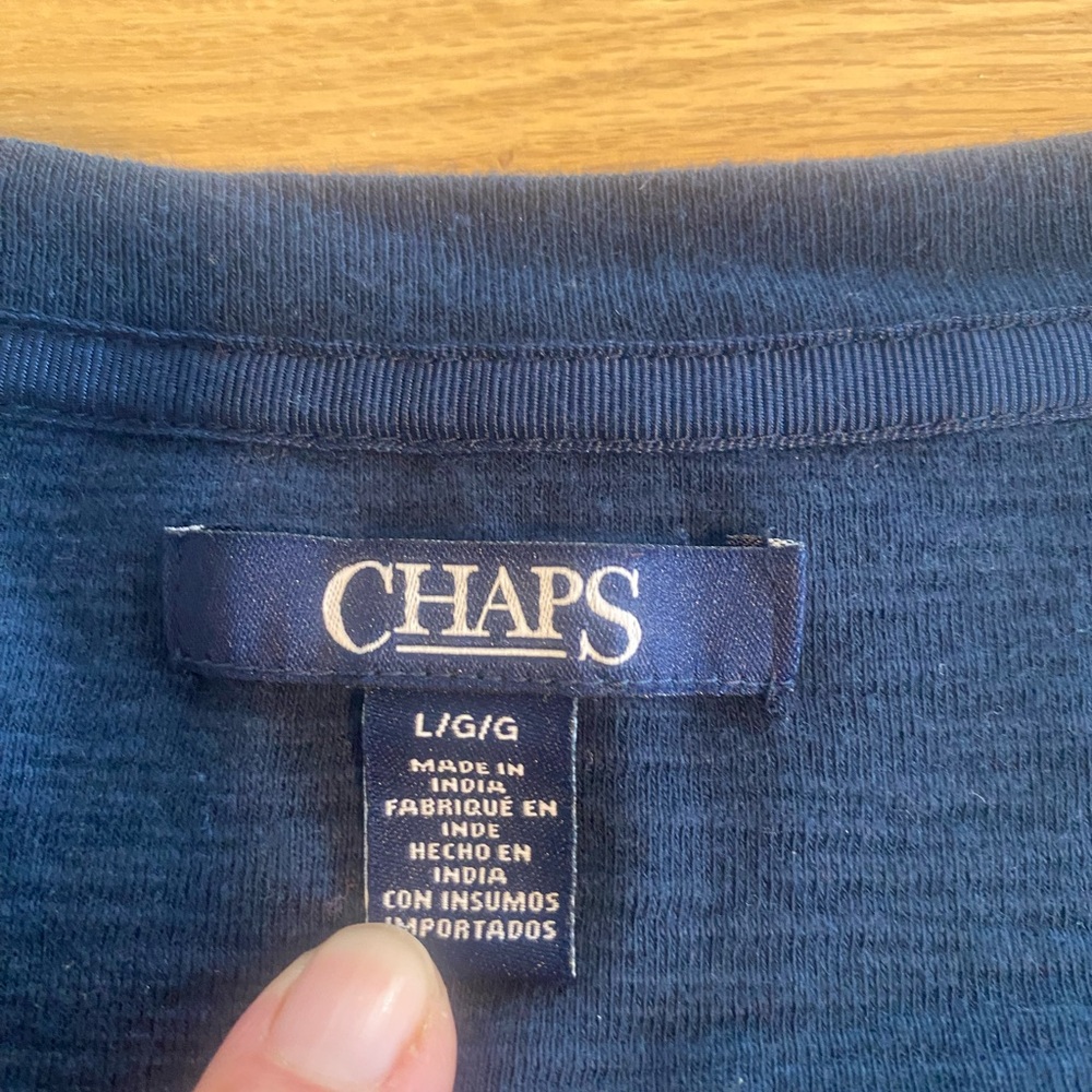 Chaps Navy Lace-Up Long Sleeve Top Women’s Large Preloved - Picture 2 of 9